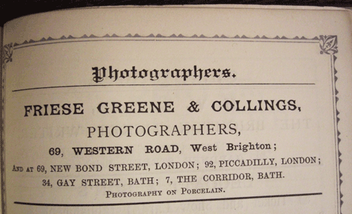 Friese Greene & Collings advertisement 1889