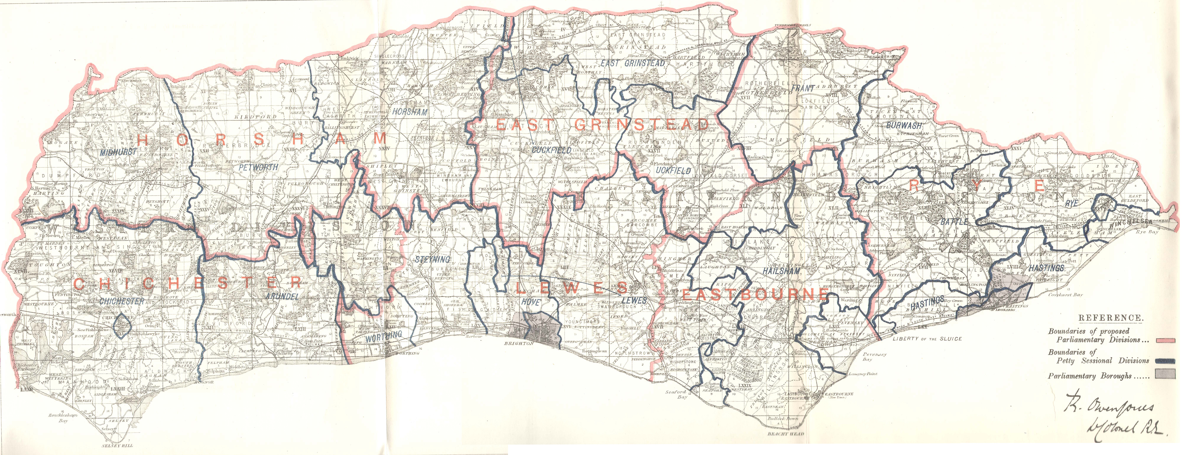 Brighton maps Boundary Commission 1885